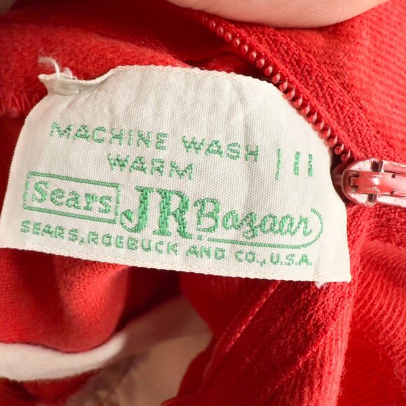 VINTAGE Sailor Nautical Red Flared Long Cuffed Lapel Denim Pleated Pant SEARS 26 - Picture 5 of 5